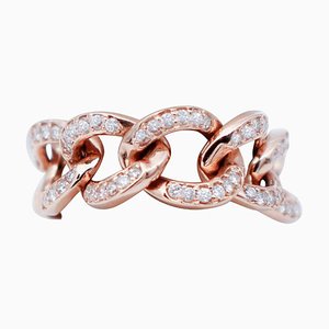 White Diamond & 18 Karat Rose Gold Groumette Ring