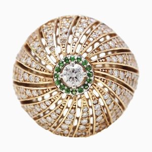 18K Rose Gold, Diamond and Tanzanite Dome Ring