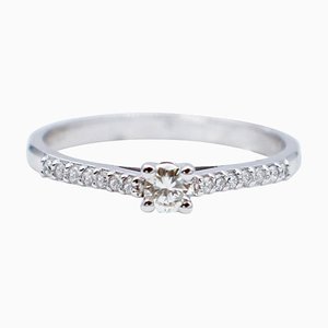 White Diamonds and 18 Karat White Gold Engagement Ring