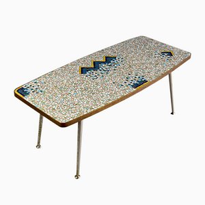 Mid-Century Colorful Mosaic and Brass Coffee Table by Berthold Müller