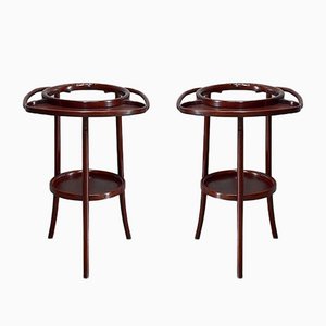 Tavoli da barbiere curvi in legno nello stile di Thonet, 1920, set di 2