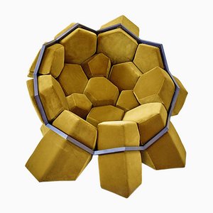 Quartz Sustainable Armchair in Gold Velvet by Biosofa