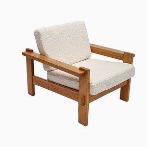 Brutalist Lounge Chair in Solid Pine, Denmark, 1970s