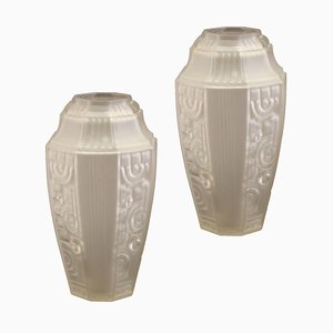 French Art Deco Geometric Vases from Etaleune, 1930s, Set of 2