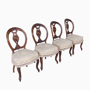 Walnut Chairs by Luigi Filippo, Italy, 1800s, Set of 4