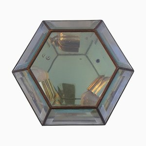 Brass and Crystal Hexagonal Shaped Ceiling Lamp