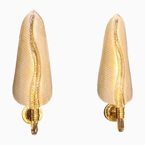 Golden Murano Glass Sconces in the Style of Barovier, Set of 2