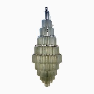 Mid-Cntury Italian Murano Glass Tube Lamp Chandelier