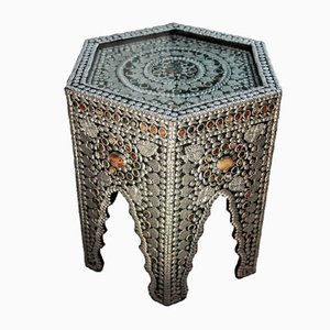 Handcrafted Decorative Hexagonal Glazed Coffee Table in Pietra Dura with Semi Precious Stones, Asia