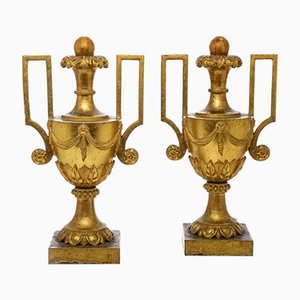 Large Vases with Golden Empire Handles, Italy, Set of 2