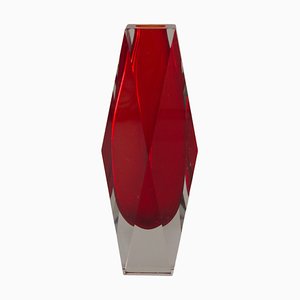 Jarrón de cristal de Murano rojo de Luigi Mandruzzo, años 60