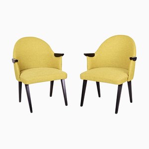 Gelbe Mid-Century Sessel, 1950er, 2er Set