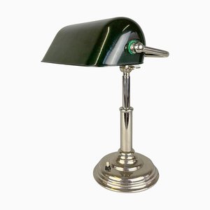 Vintage Nickel Plated Bank Lamp, 1940s