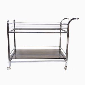 Vintage Chrome and Smoked Glass Drinks Trolley, 1970s