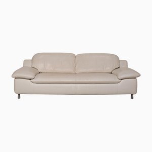 Cream Leather Amore 3-Seat Sofa Function by Willi Schillig