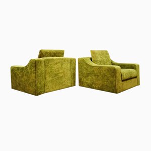 Fauteuils Vintage en Velours Vert, Set de 2