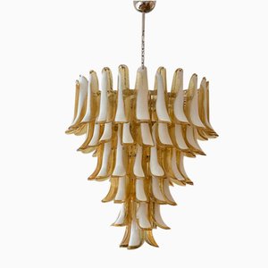 Lámpara de araña estilo Mazzega Mid-Century de cristal de Murano dorado, Italia