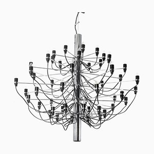 Fifty-Light Chandelier in Chromed Steel by Gino Sarfatti for Flos, 1950s