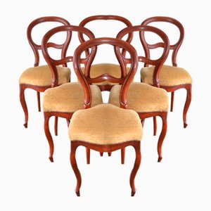 Antique Mahogany Biedermeier Chairs, Set of 6
