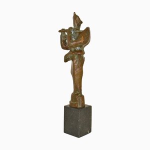 Bronzeskulptur eines Flötenspielers von Adler, 1960er