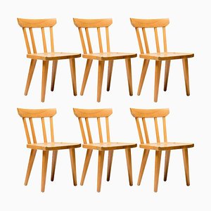 Oregon Pine Dining Chairs by Roland Wilhemsson, Set of 6