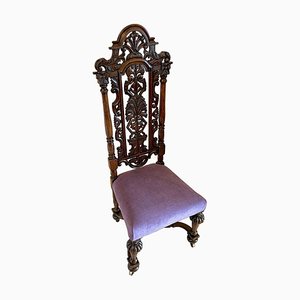 Antiker viktorianischer Beistellstuhl aus geschnitzter Eiche