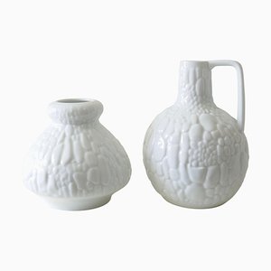 White Porcelain Vases from Kaiser, Germany, 1970s, Set of 2