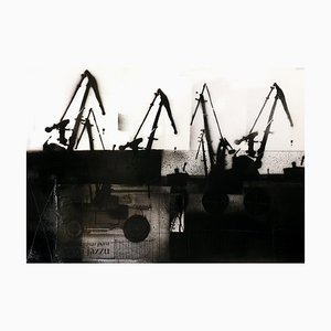 Lukasz Fruczek, Cranes IV, 2020, Acrylic & Collage on Cardboard