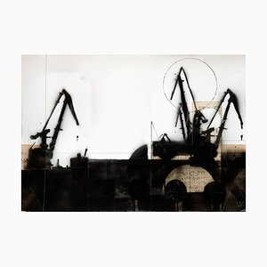 Lukasz Fruczek, Cranes V, 2020, Acrylic & Collage on Cardboard