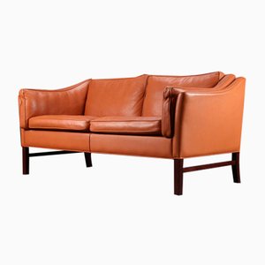 Vintage Danish Cognac Leather Sofa