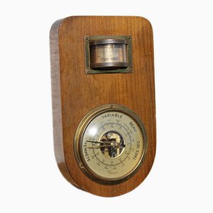 Vintage French Glass Brass Barometer, 1950s