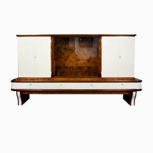 Art Deco White and Brown Walnut Display Cabinet, France, 1930s