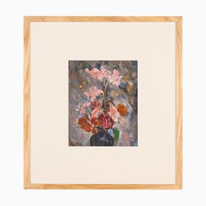 Flowers in Pastel, Acrylic on Cardboard, Framed
