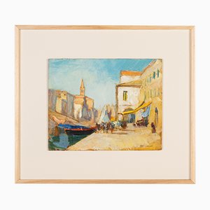 Venice, Oil on Plate, Framed