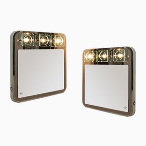 Large Mirror with Lights from Fontana Arte, 1970s , Set of 2