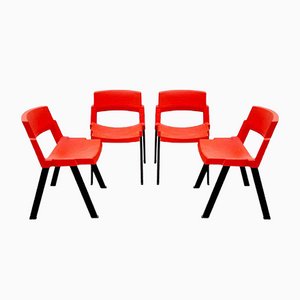 Chaises de Salle à Manger Modèle City Rouges et Noires par Lucci & Orlandini pour Lamm Italy, Italie, 1980s, Set de 4