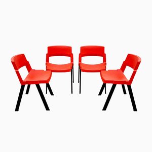 Modell City Esszimmerstühle in Rot & Schwarz von Lucci & Orlandini für Lamm Italy, Italy 1980er, 4er Set