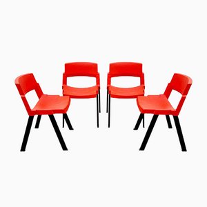Modell City Esszimmerstühle in Rot & Schwarz von Lucci & Orlandini für Lamm Italy, Italy 1980er, 4er Set