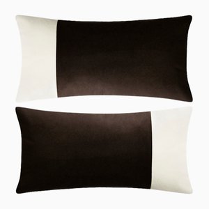 Coussin Rectangulaire Double en Velours Noir et Blanc de LO Decor