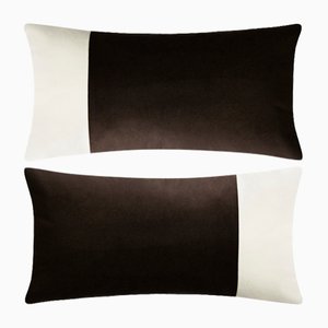 Cuscino rettangolare in velluto bianco e nero di LO Decor