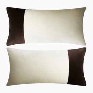 Double Rectangle White and Black Velvet Pillow from LO Decor