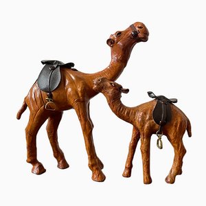Large Leather Camels, 1950s, Set of 2