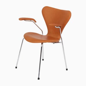 Chaises Modèle 3207 en Cuir par Arne Jacobsen pour Fritz Hansen, Set de 4