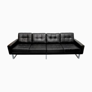 Leather Sofa Black 4-Seater, 1970s
