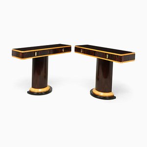 French Art Deco Console Tables in Macassar Ebony, 1925, Set of 2