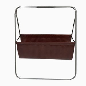 Leather Rack in Leather and Chromed Metal