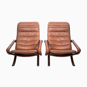 Set of Leather Folding Armchairs
