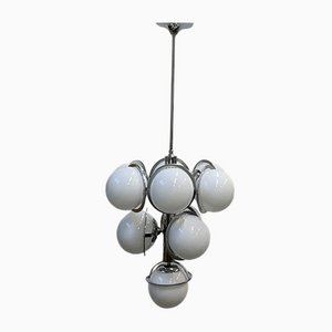 Lámpara de araña colgante de Reggiani con 10 bolas de cristal de Murano