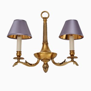 Neoclassical English Bronze Wall Lights with Twin Arms, Set of 2