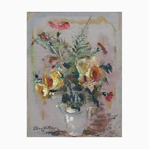 Lilian E. Whitteker, Flower Arrangement in Vase, 1968, Oil on Canvas, Framed